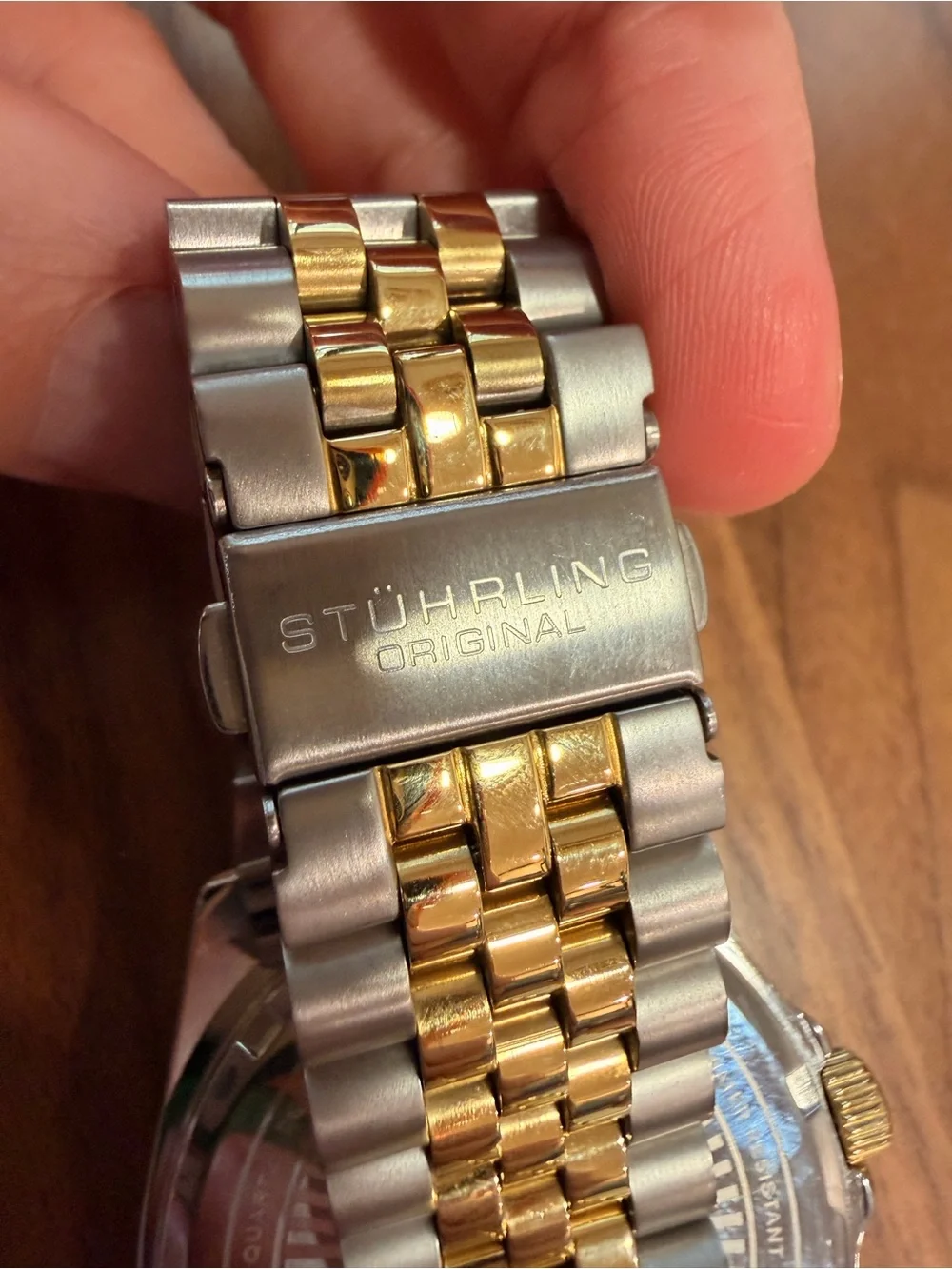 Stuhrling Original Silver Stainless Steel Men’s Watch two-tone Gold Crown